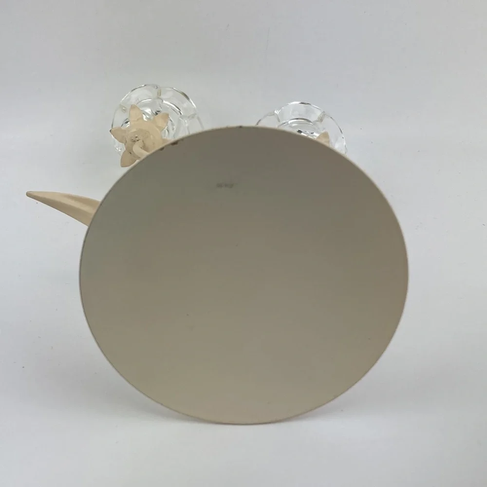 VTG Metal & Glass Floral Candle Holder 12”